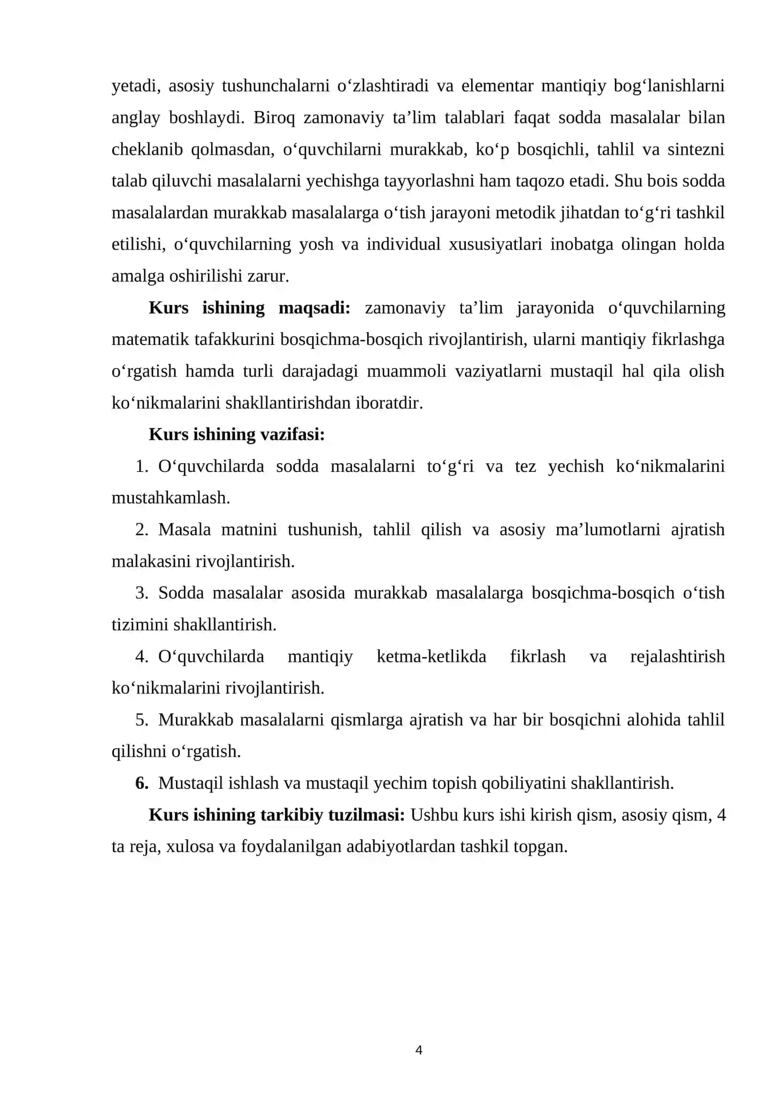 Sodda masalar yechishdan murakkab masalalar yechishga o‘tish uslubiyati 3