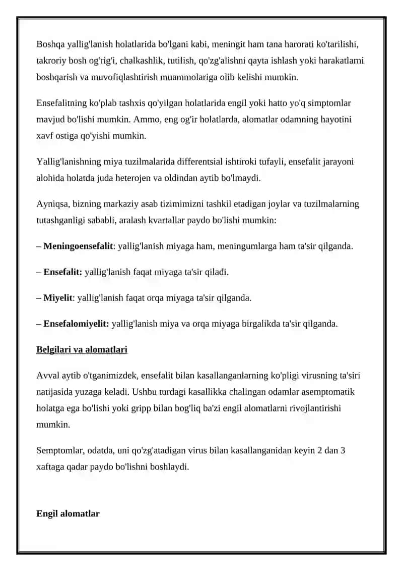 ENSEFALIT: BELGILARI, SABABLARI, DAVOLASH USULLARI 3