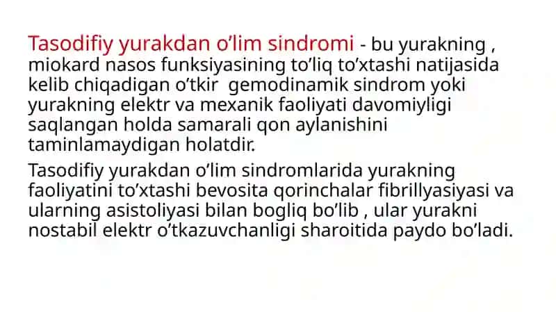 Tasodifiy yurakdan o'lim sindromi. 3