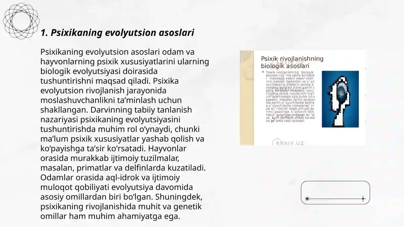 Psixika va ongning filogenetik taraqqiyoti 3