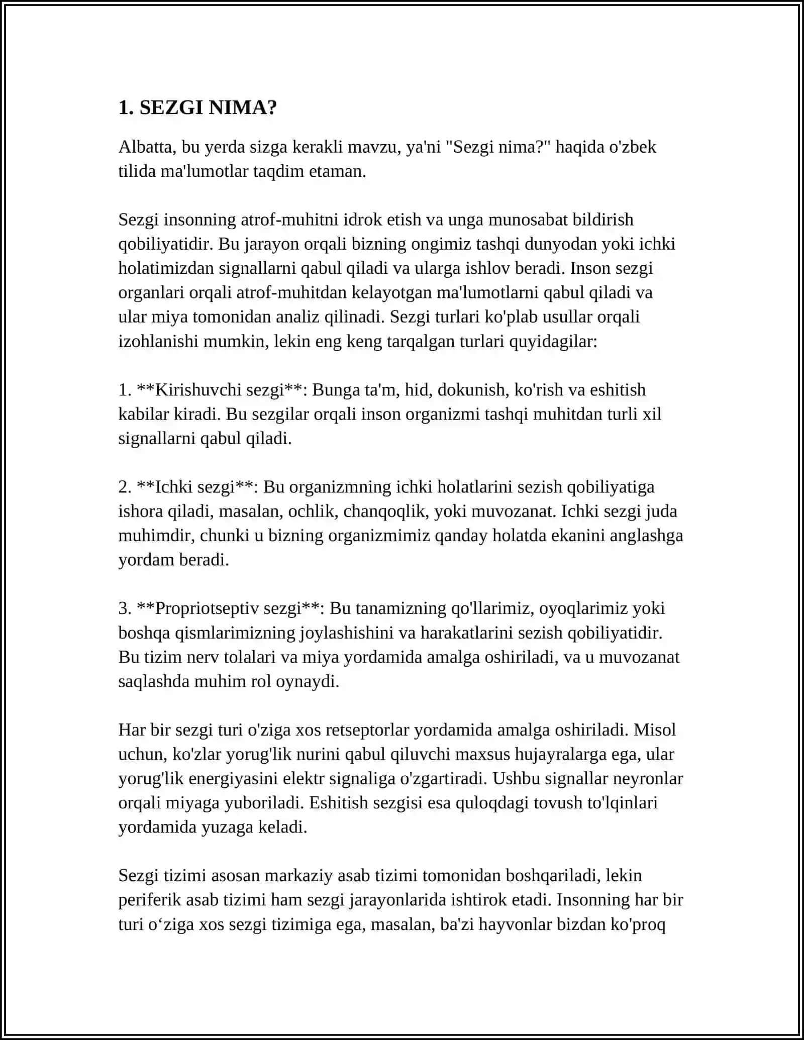 SEZGI HAQIDA TUSHINCHA 3