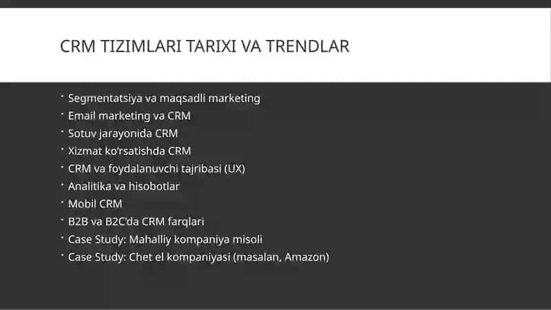 ISTE’MOLCHILAR BILAN O’ZARO MUNOSABATLAR (CRM) 3