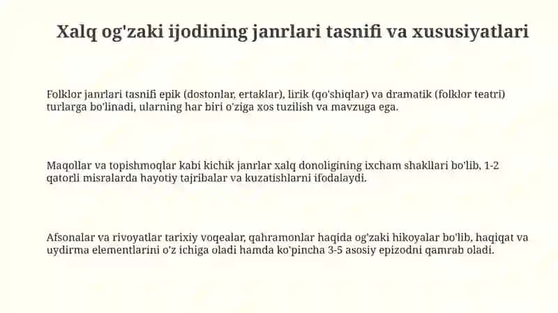 Xalq og‘zaki ijodining janrlari 3