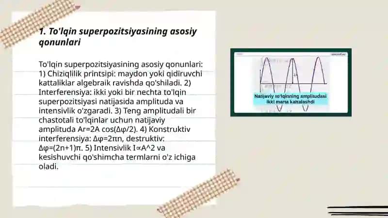 To'lqin superpozitsiyasining asosiy qonunlari 3