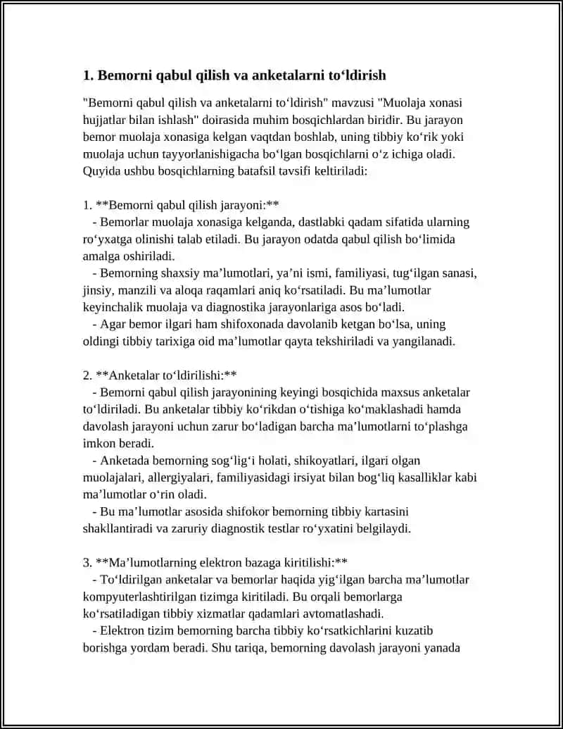 MUOLAJA XONASI HUJJATLAR BILAN ISHLASH 3