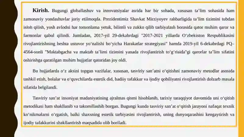 TASVIRIY SAN’ATNI O‘QITISHINING QISQACHA TARIXI 3