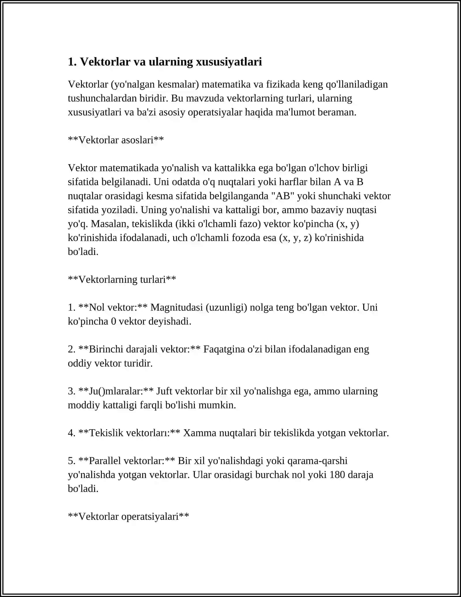 VEKTORLAR USTIDA CHIZIQLI AMALLAR 3