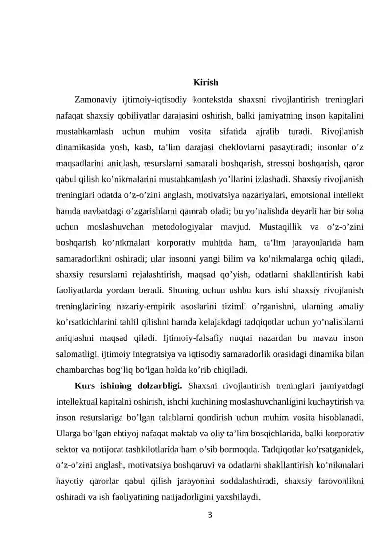 Shaxsni rivojlantirish treninglarini o’rganish 3