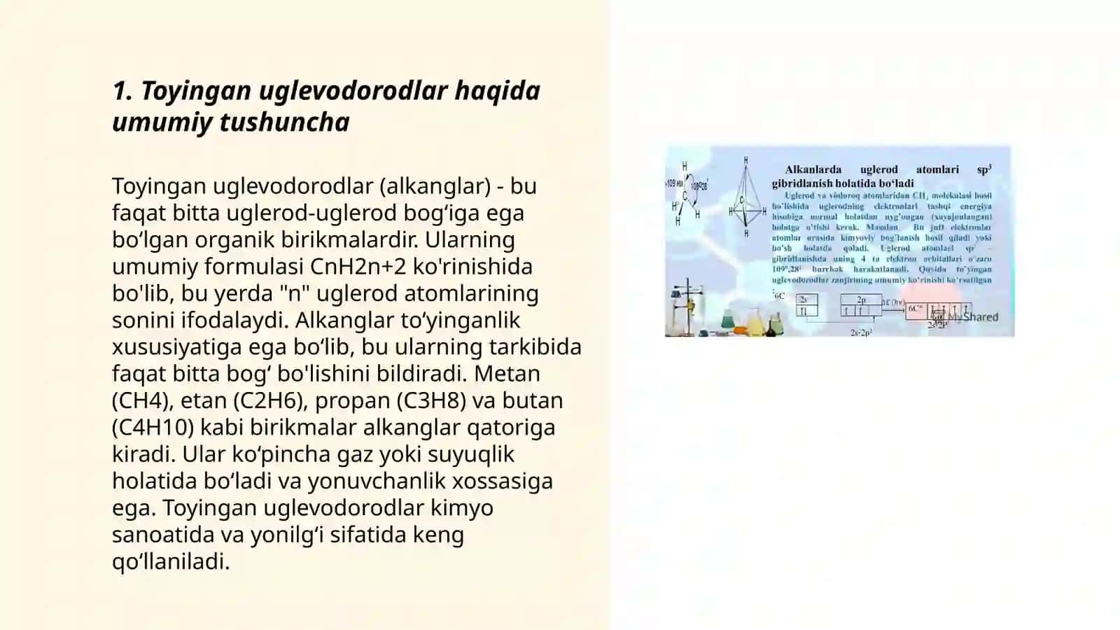 Toyingan uglevodorodlar. Alkanlar nomlanishi, izomeriyasi 3