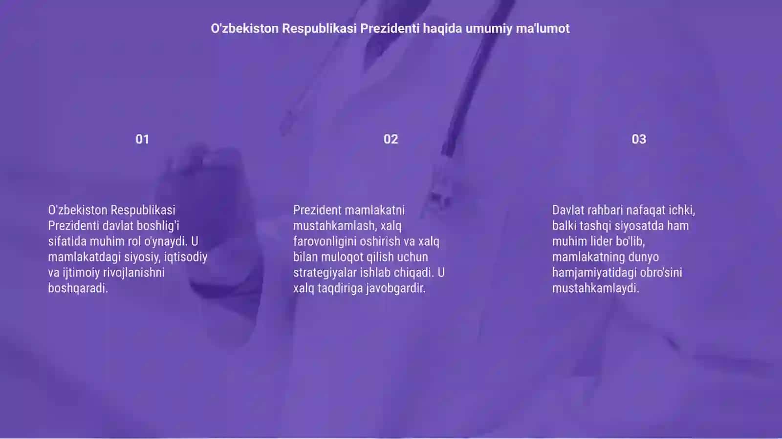 O'zbekiston Respublikasi Prezidenti haqida umumiy ma'lumot 3