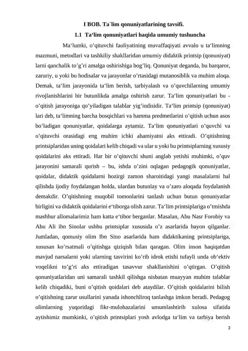 Ta‘lim qonuniyatlari va uning mazmun moiyati 3