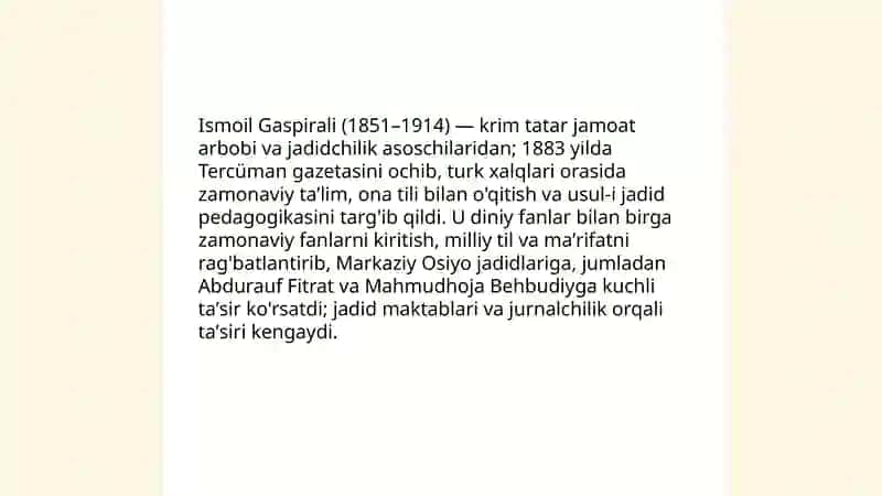 Ismoil Gaspirali va uning jadidchilik ta'siri 3