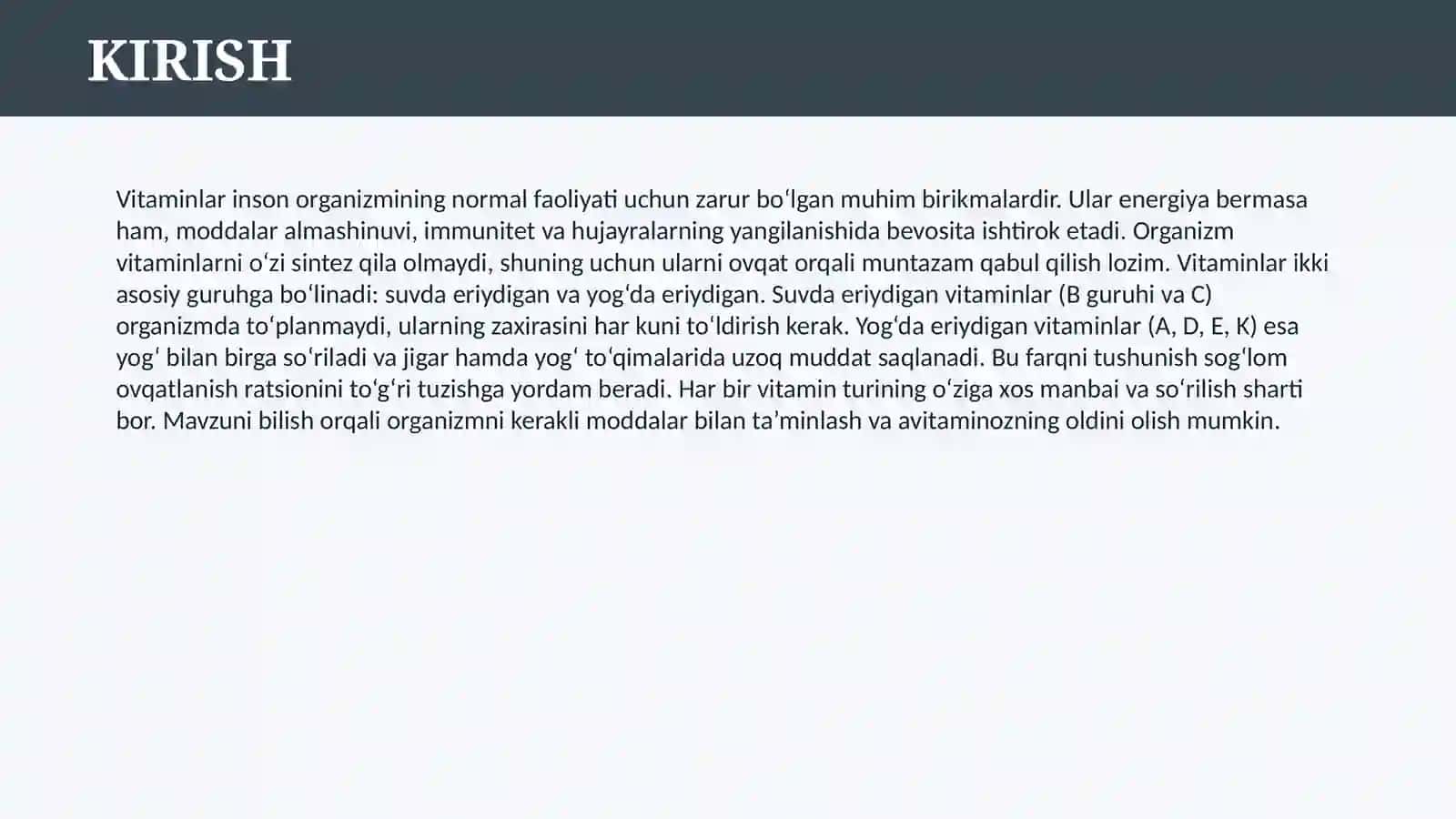 VITAMINLAR. SUVDA VA YOG`DA ERIYDIGAN VITAMINLAR 3