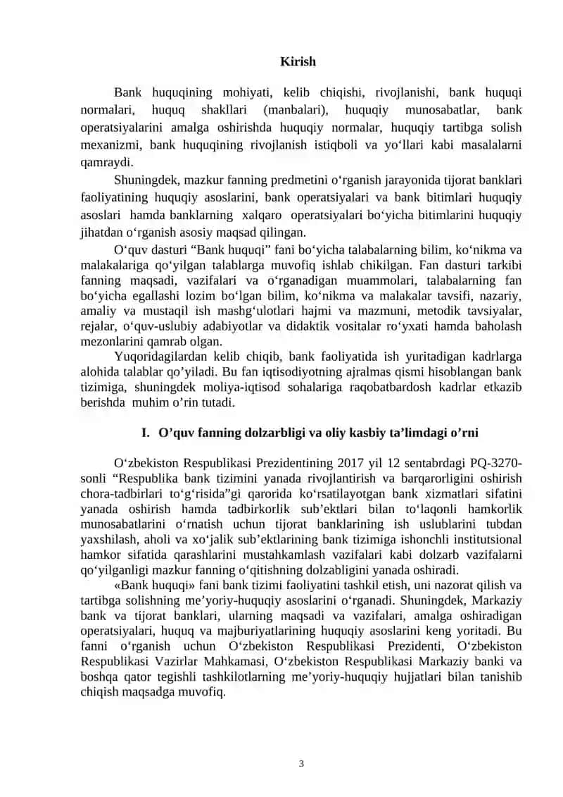 BANK HUQUQI ISHCHI O’QUV DASTURI 3