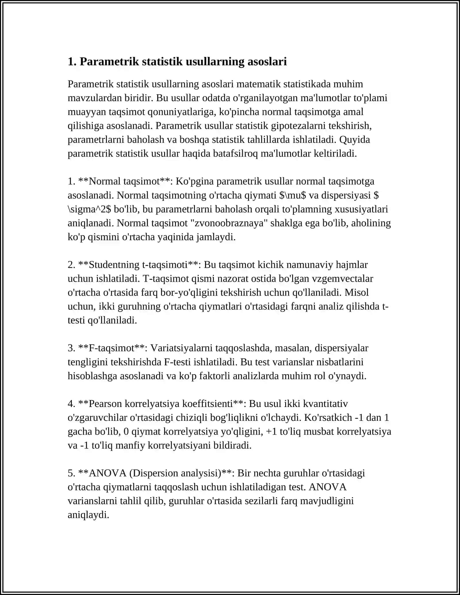 PARAMETIK STATISTIK ALOMAT TUZISH USULLARI 3