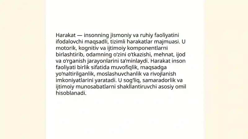 Harakatning ahamiyati 3