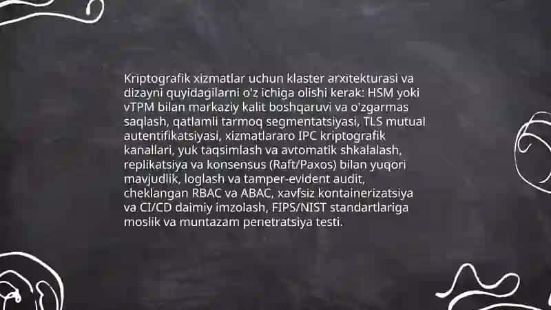 Kriptografiya va kriptotizimlar uchun klaster yozish 3