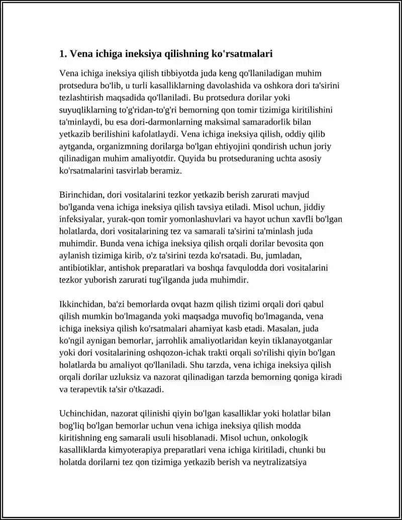 VENA ICHIGA INEKSIYA QILISH 3