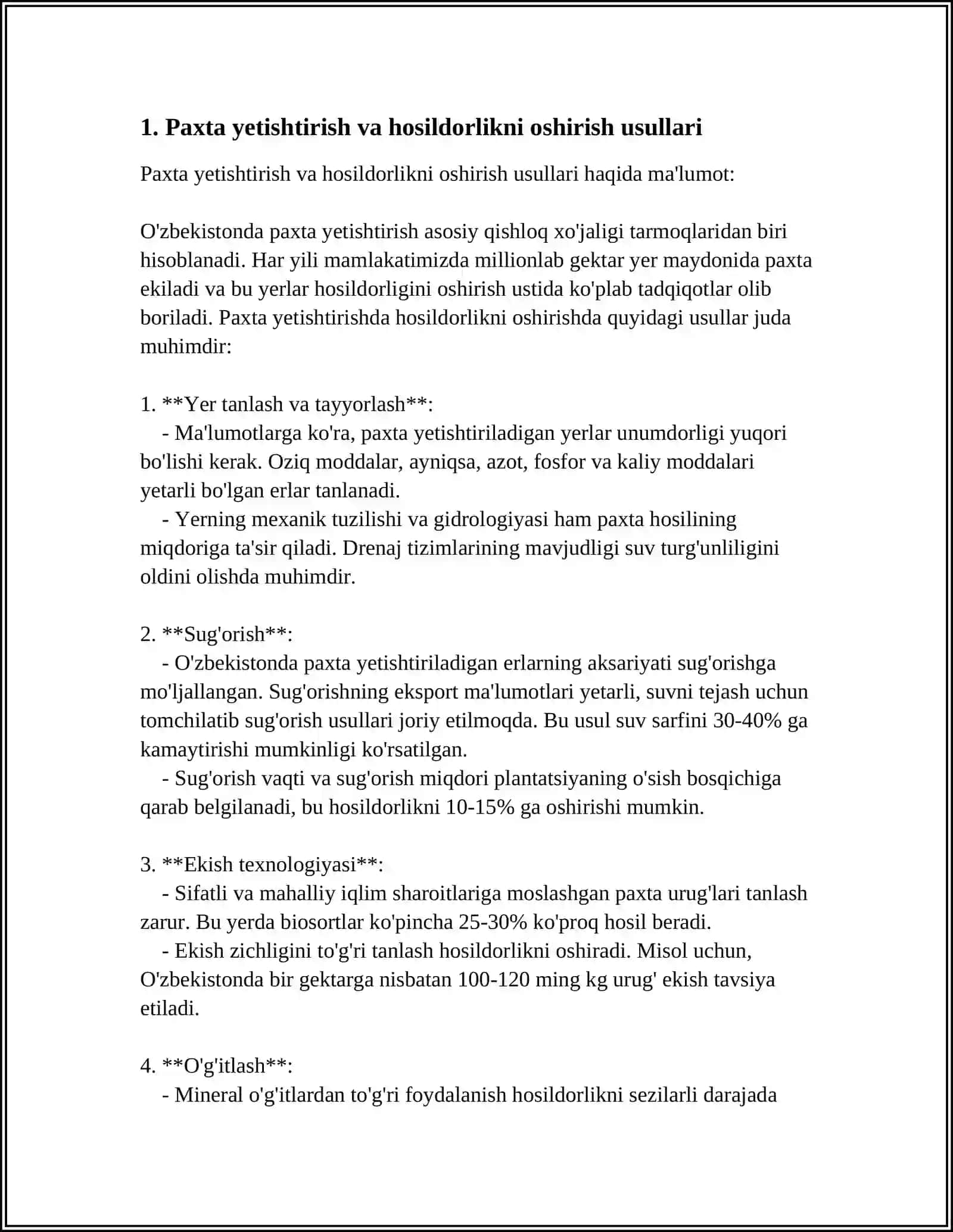 O‘ZBEKISTON RESPUBLIKASI OLIY TA’LIM FAN VA INNOVATSIYA VAZIRLIGI TDAU "MUSTAQIL ISH" Mavzu: “PAXTA ISHI” “O‘ZBEK ISHI” NOMLI KOMPANIYALAR 3
