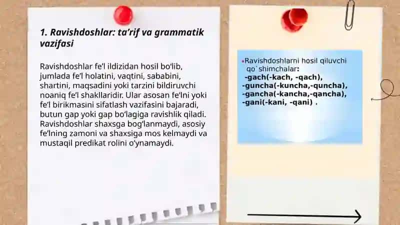Ravishdoshlar: taʼrif va grammatik vazifasi 3