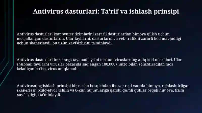 Antivirus turlari.Antivirus dasturlari bilan ishlash 3