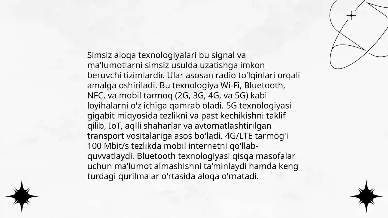 Simsiz Texnologiyalar: Umumiy Koʻrinish 3