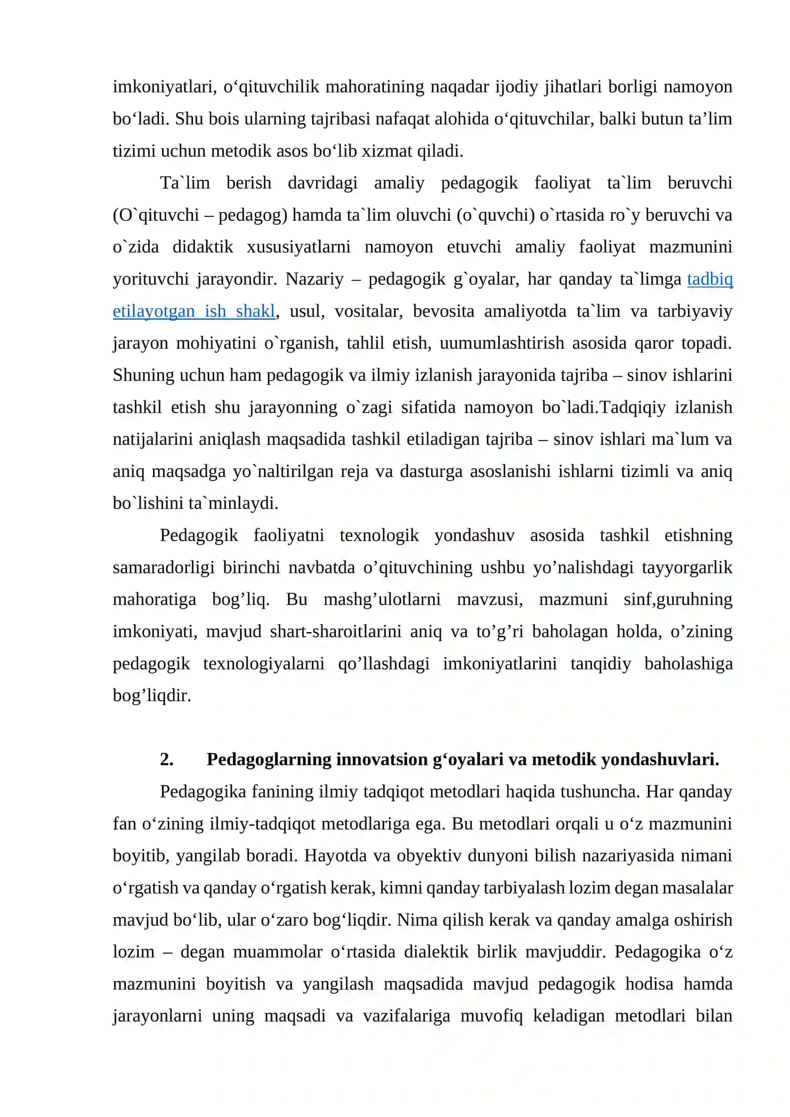 Ilg‘or novator pedagoglarning ish tajribasini o’rganish 3