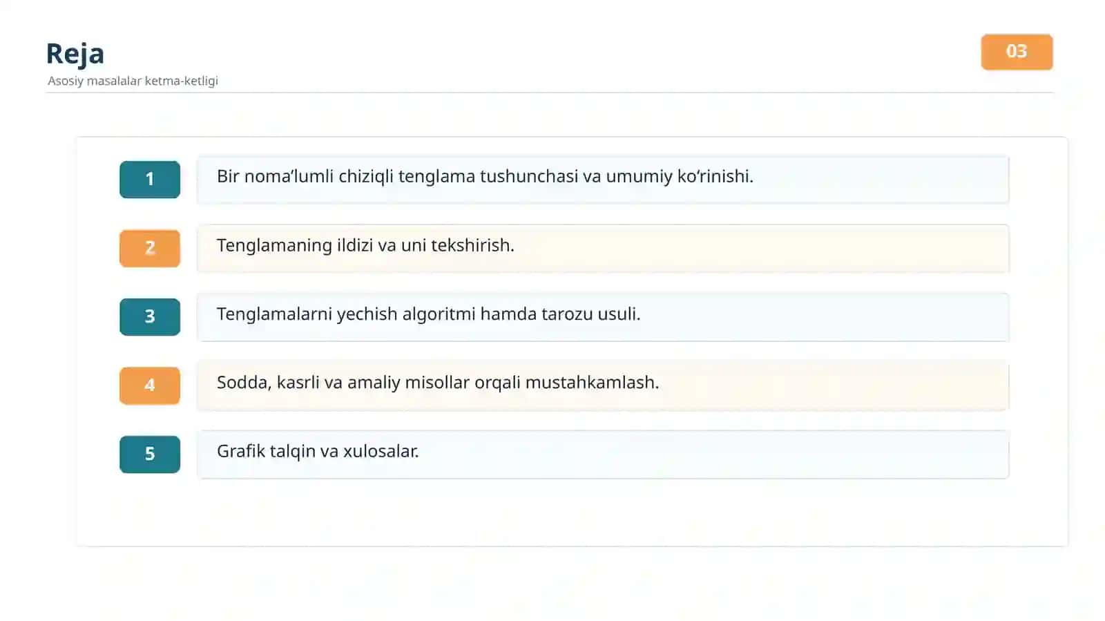 Matematika fanidan mavzuli slayd 3