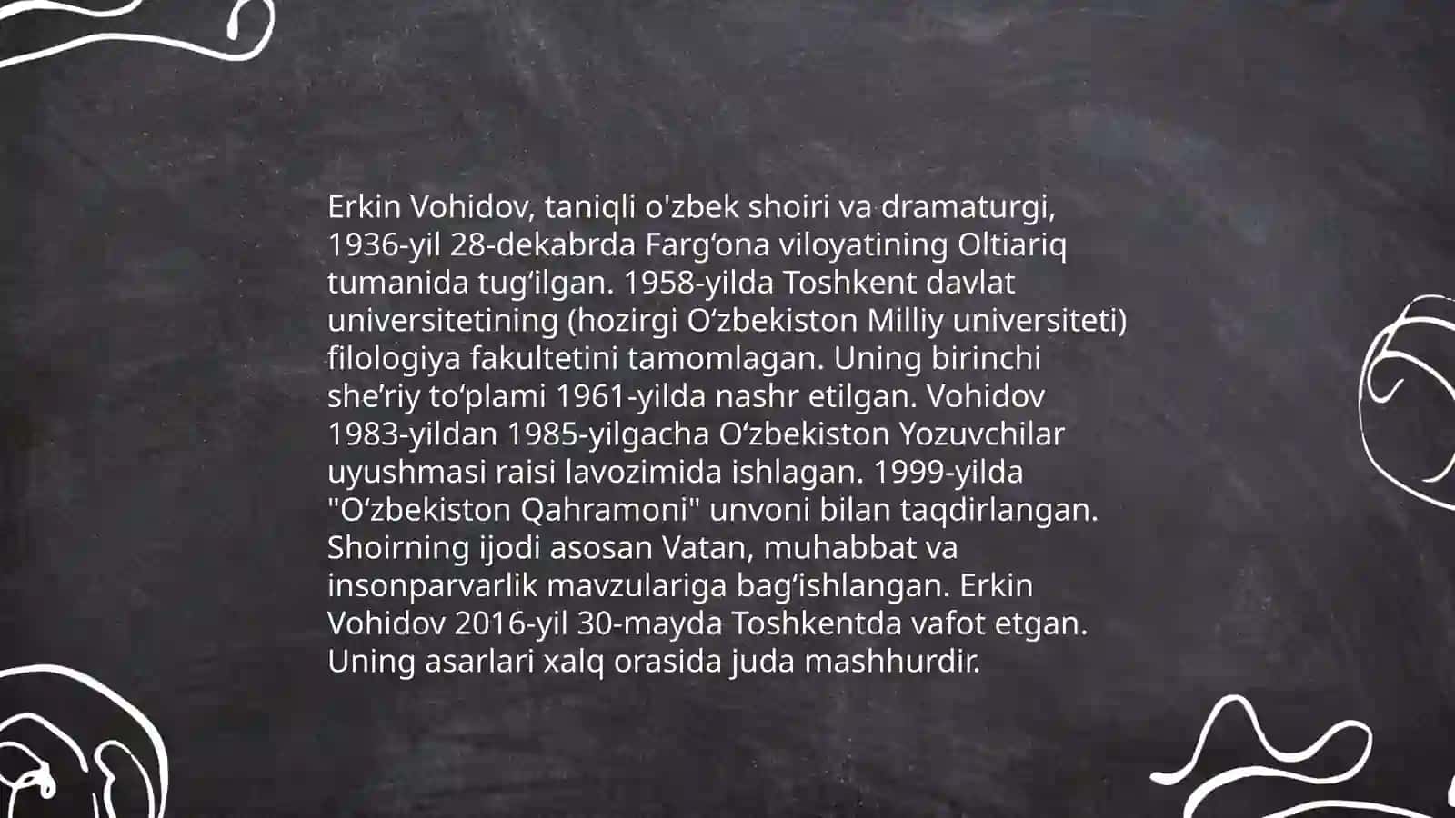 Erkin Vohidovning "Soʻz latofati"asari 3