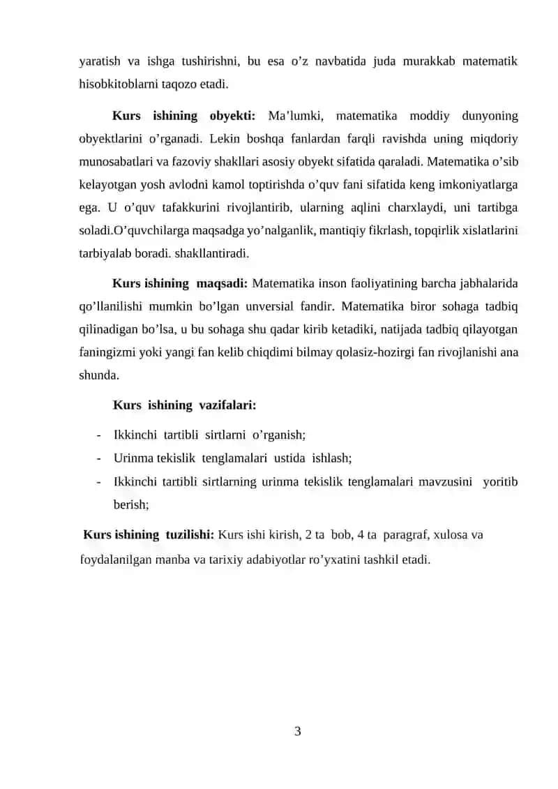 Ikkinchi tartibli sirtlarning urinma tekislik tenglamalari 3