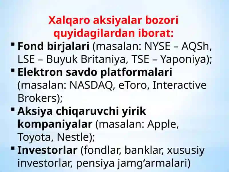 Xalqaro aksiyalar bozori 3