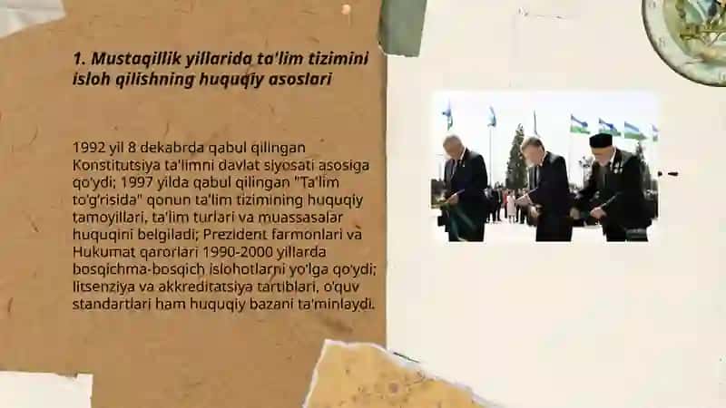 Mustaqillik yillarida ta'lim sohasidagi islohotlar 3