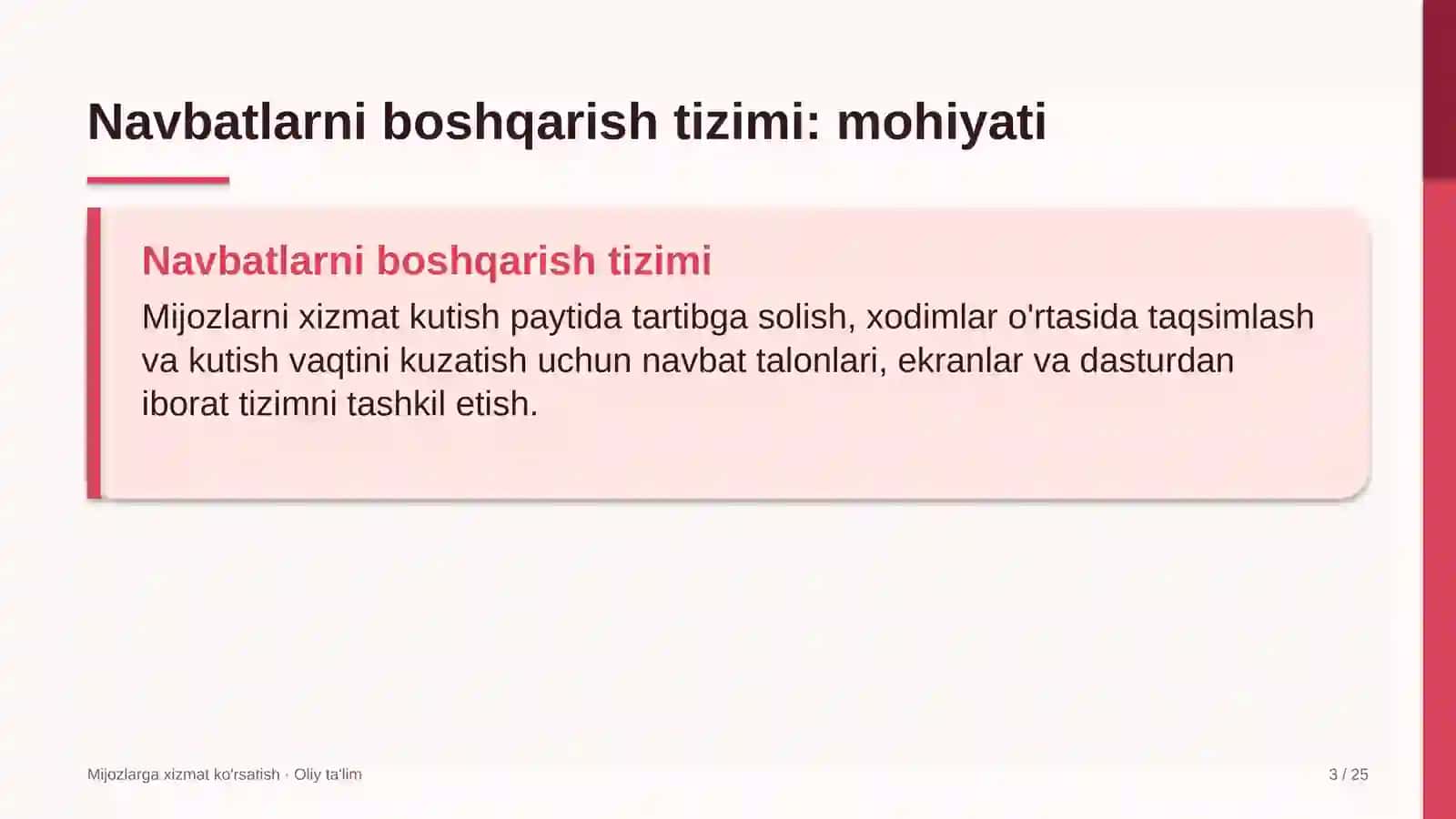 ekologik ta'limda navbatlarni boshqarish tizimini joriy etish 9909 3