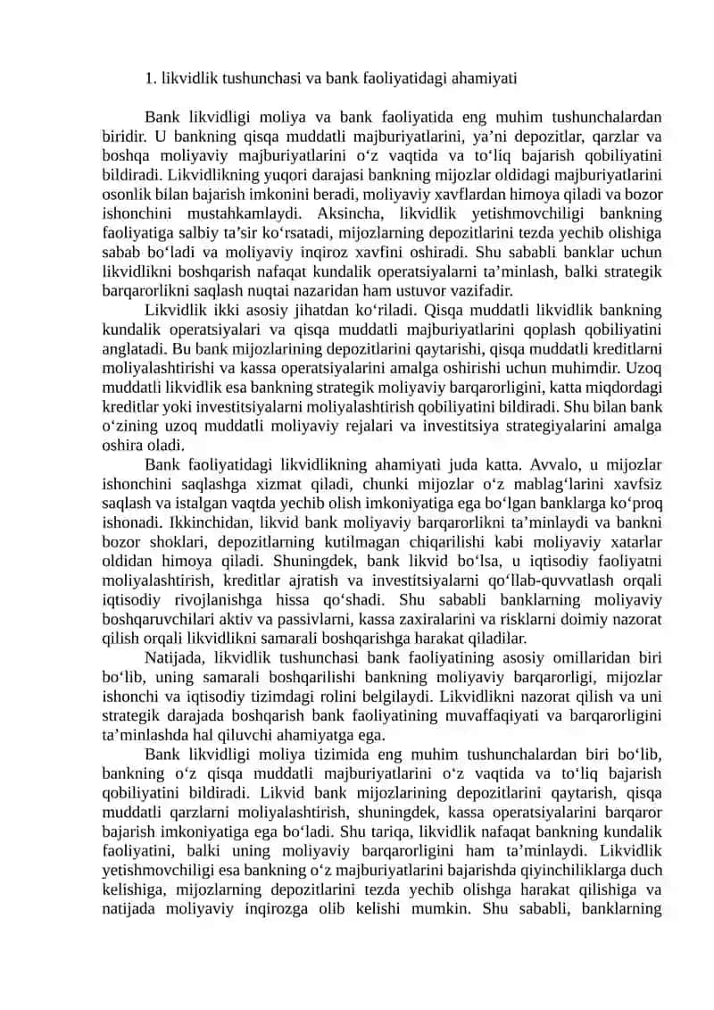 Bank likvidlik va uni boshqarish 3
