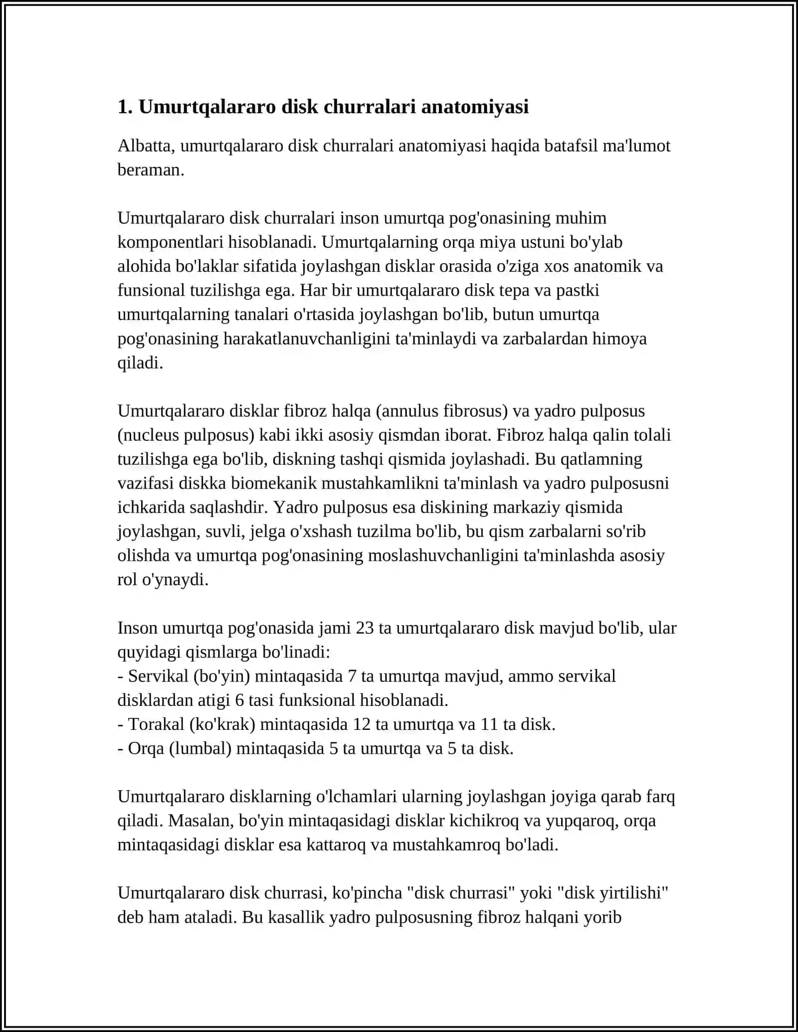 UMURTQALARARO DISK CHURRALARI 3