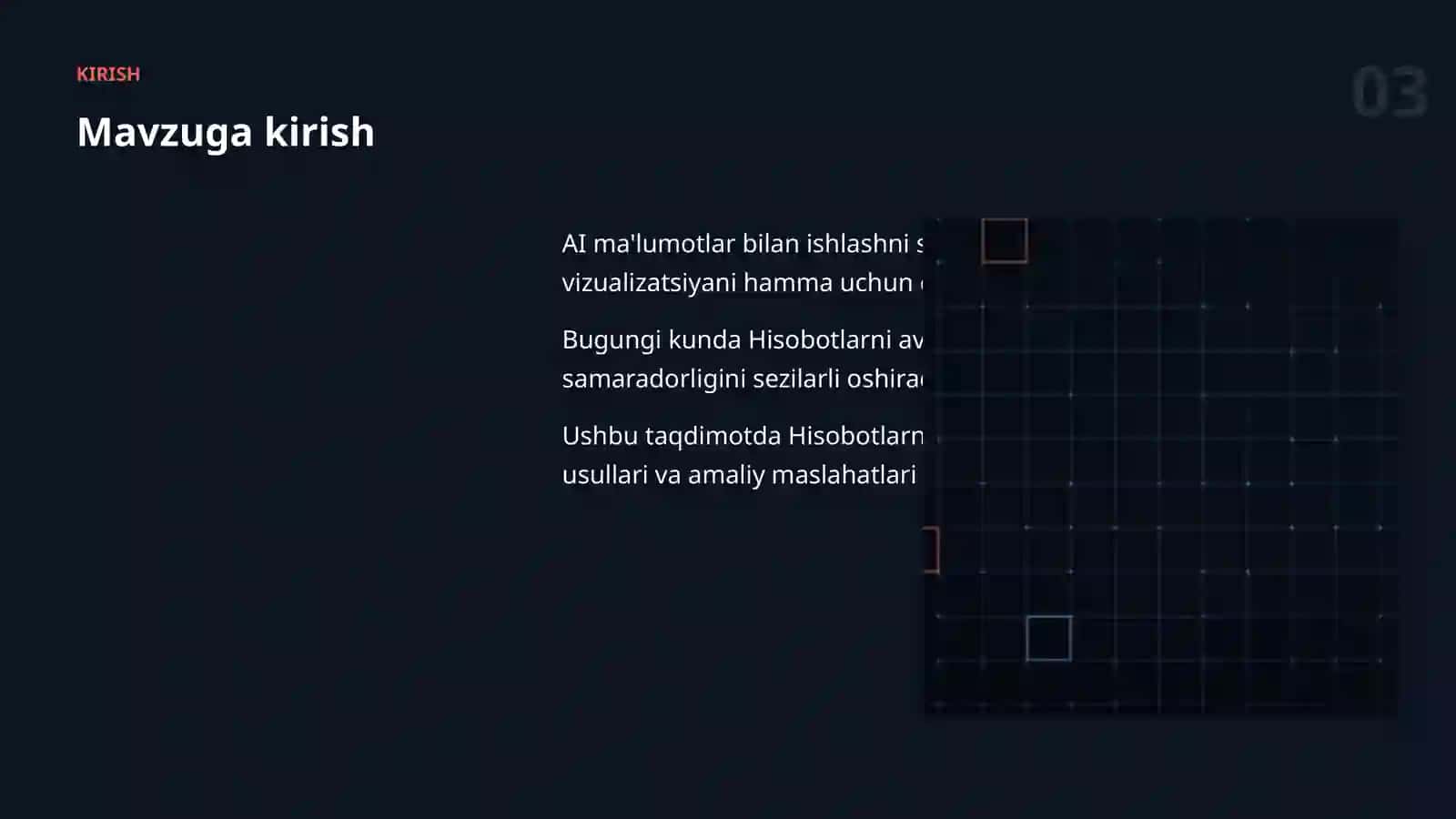 AI MA'LUMOTLAR BILAN ISHLASH 3