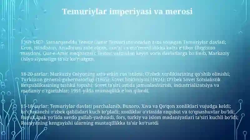 Ozbek davlatchiligining tarixiy bosqichlari 3