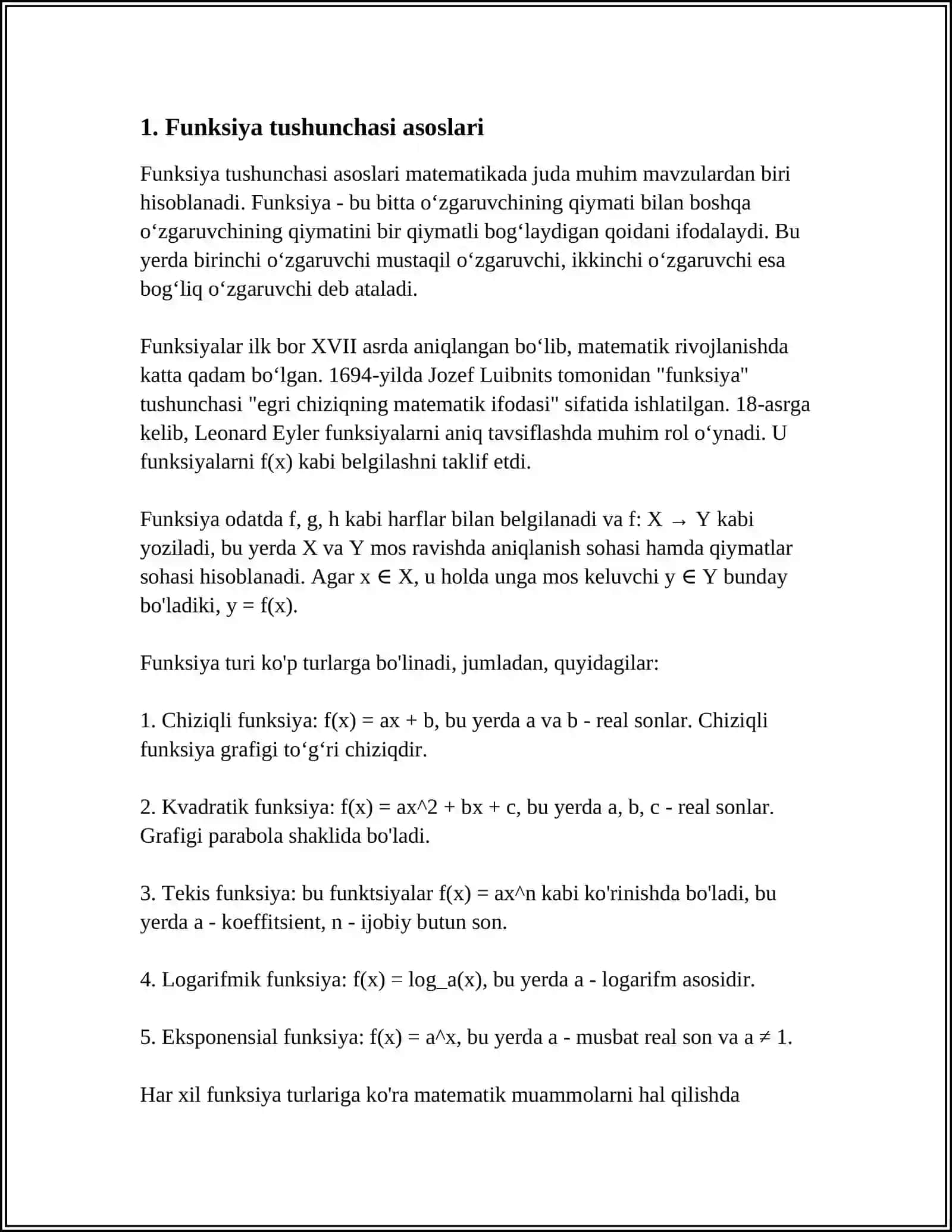 FUNKSIYA TUSHUNCHASI 3