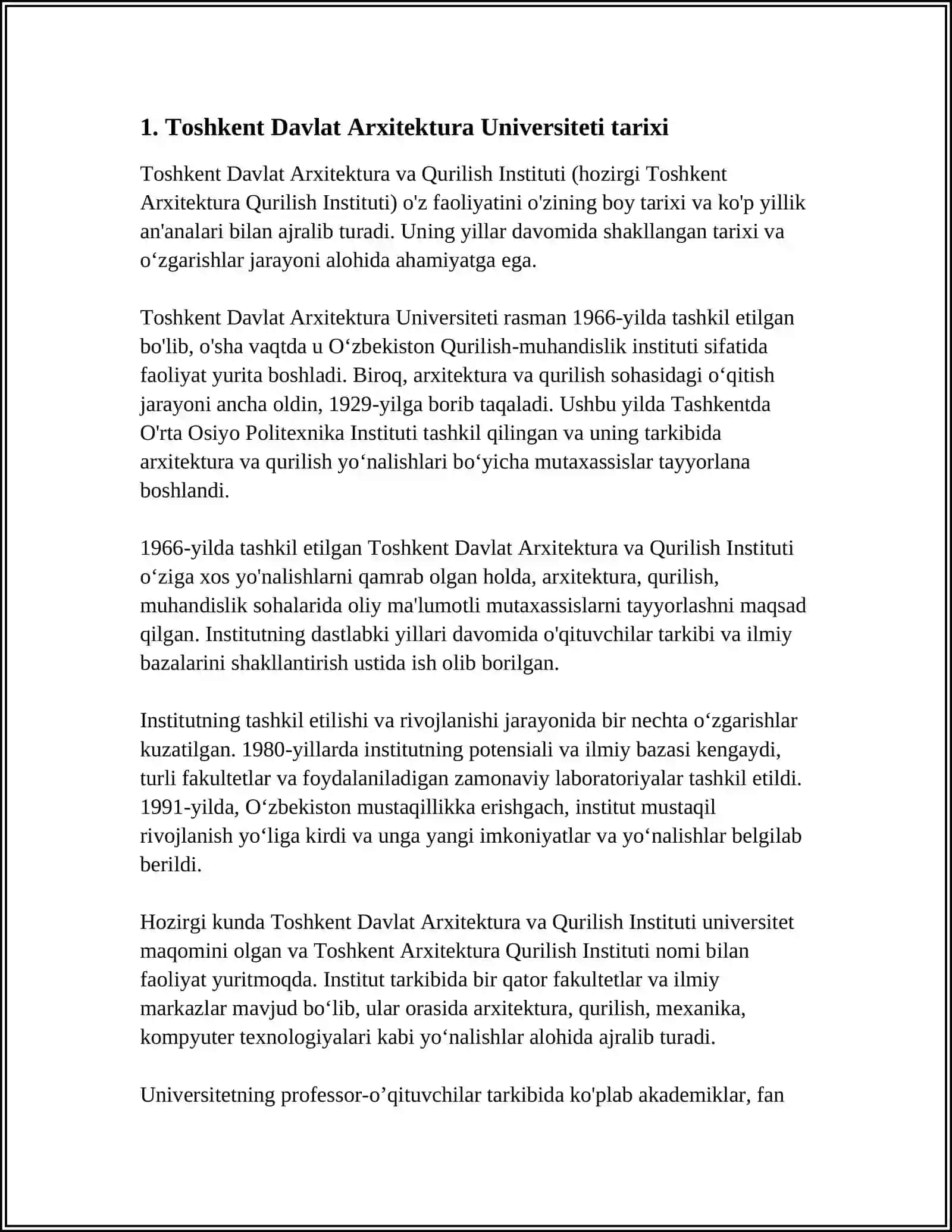 Toshkent Davlat Arxitektura Universiteti 3