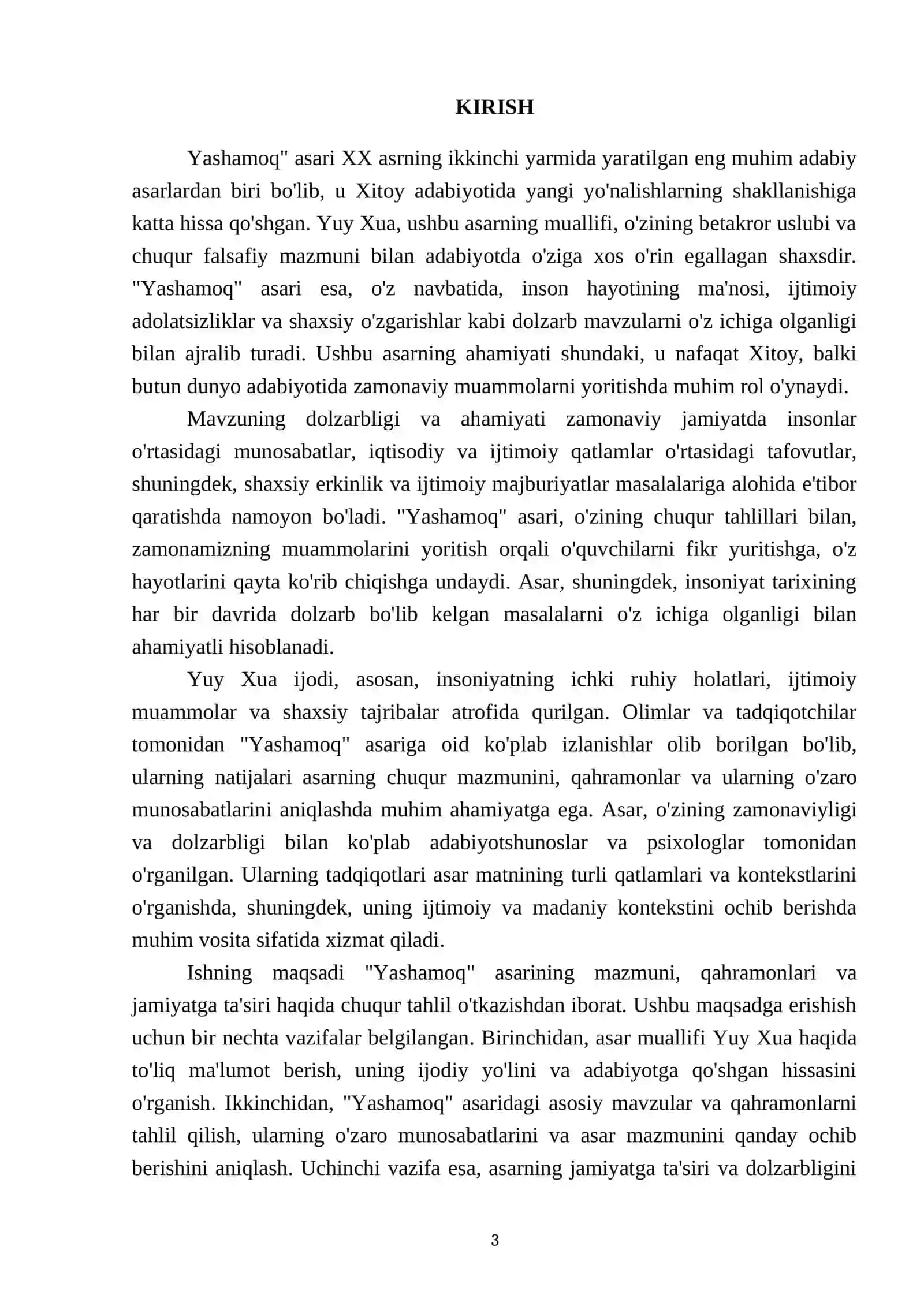 "Yashamoq" Yuy Xua asari 3