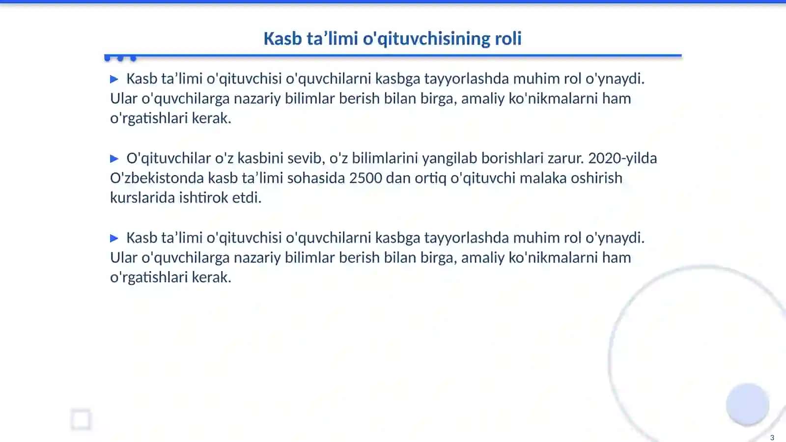 Kasb taʼlimi ôqituvchisining pedogogik mahorati 3
