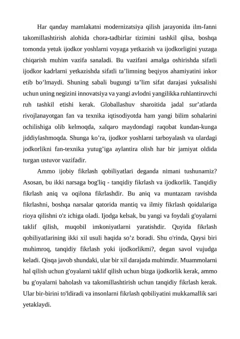 Kreativ fikrlash kursi 3