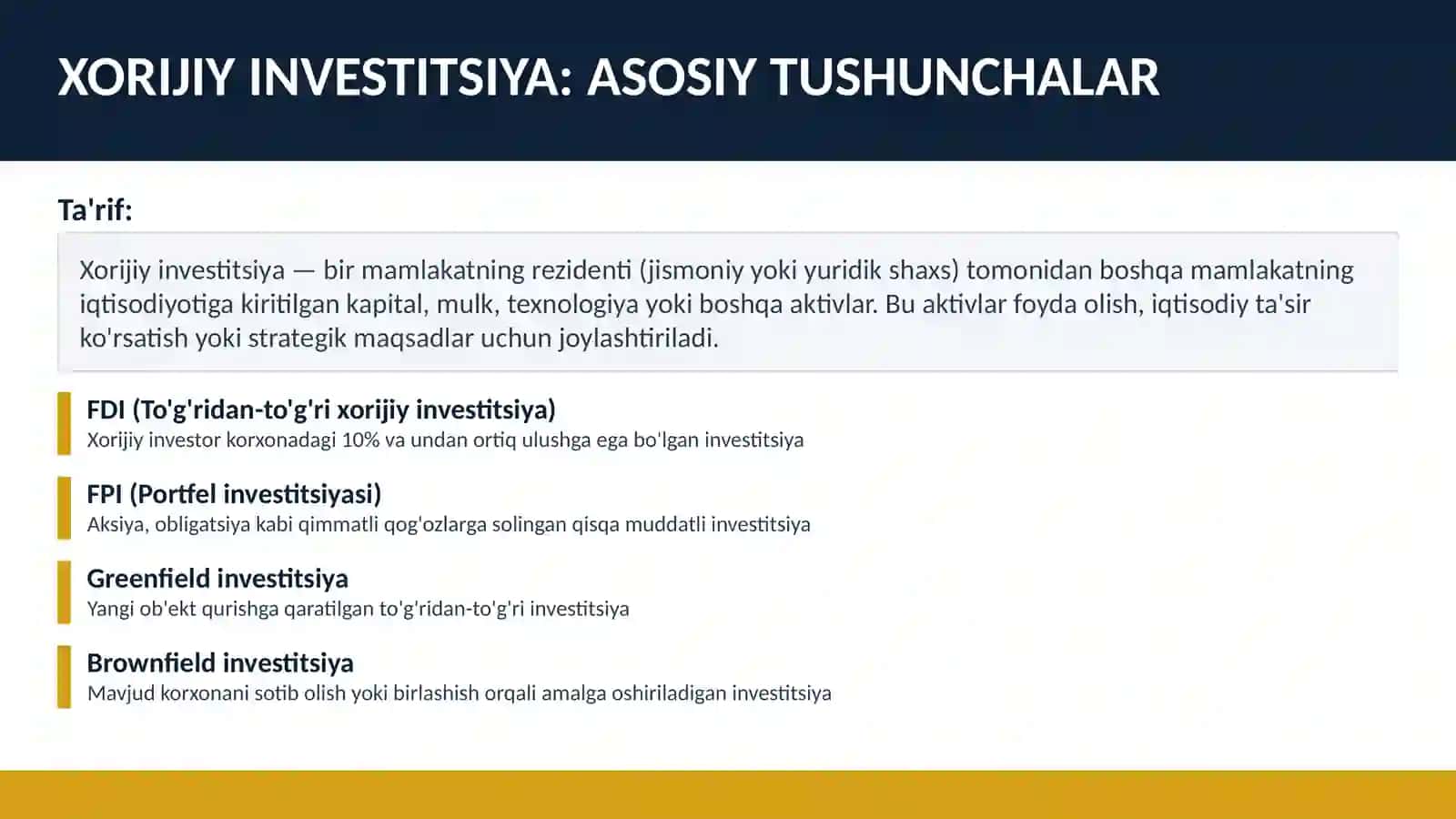 XORIJIY INVESTITSIYALARNI SUG'URTALASH VA TAVAKKALCHILIK 3