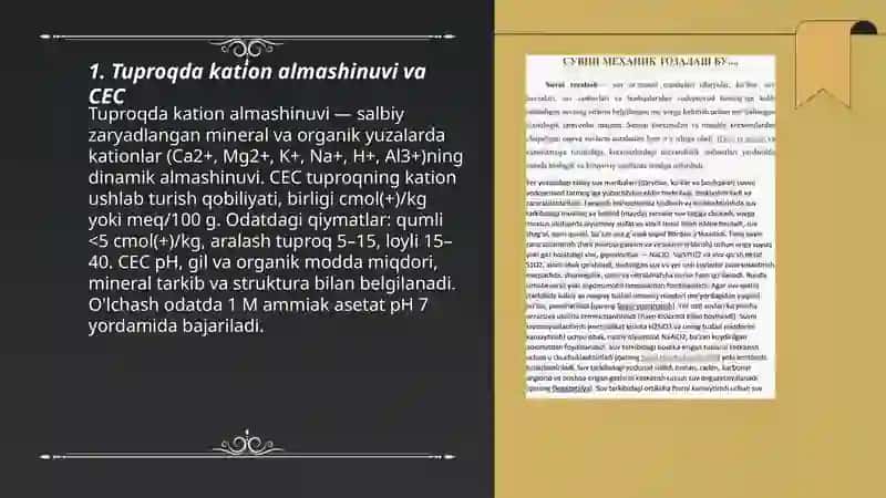 Tuproqda kation almashinuvi va CEC 3