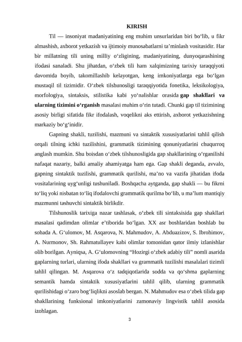 O‘zbek tilshunosligida gap shakllar tizimining o‘rganilishi 3