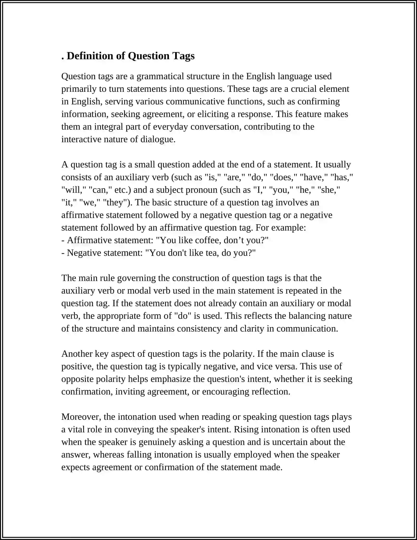 Question Tags in English Language 3