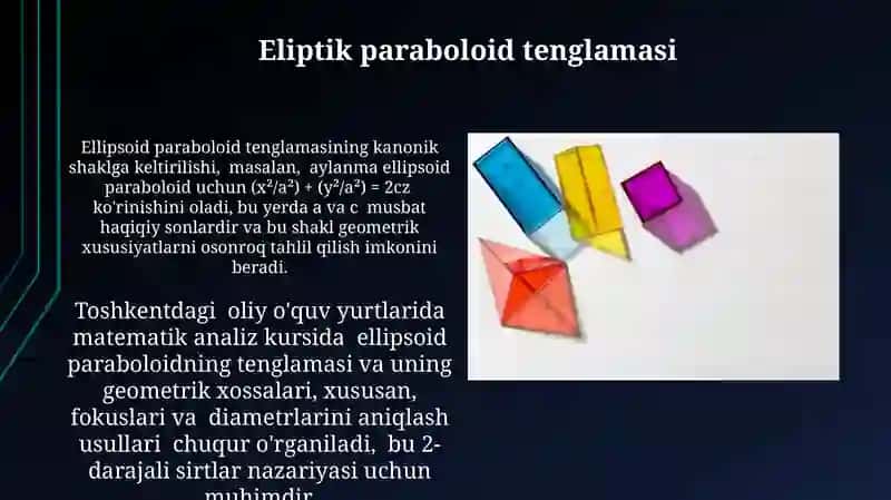 Eliptik paraboloid tenglamasi 3