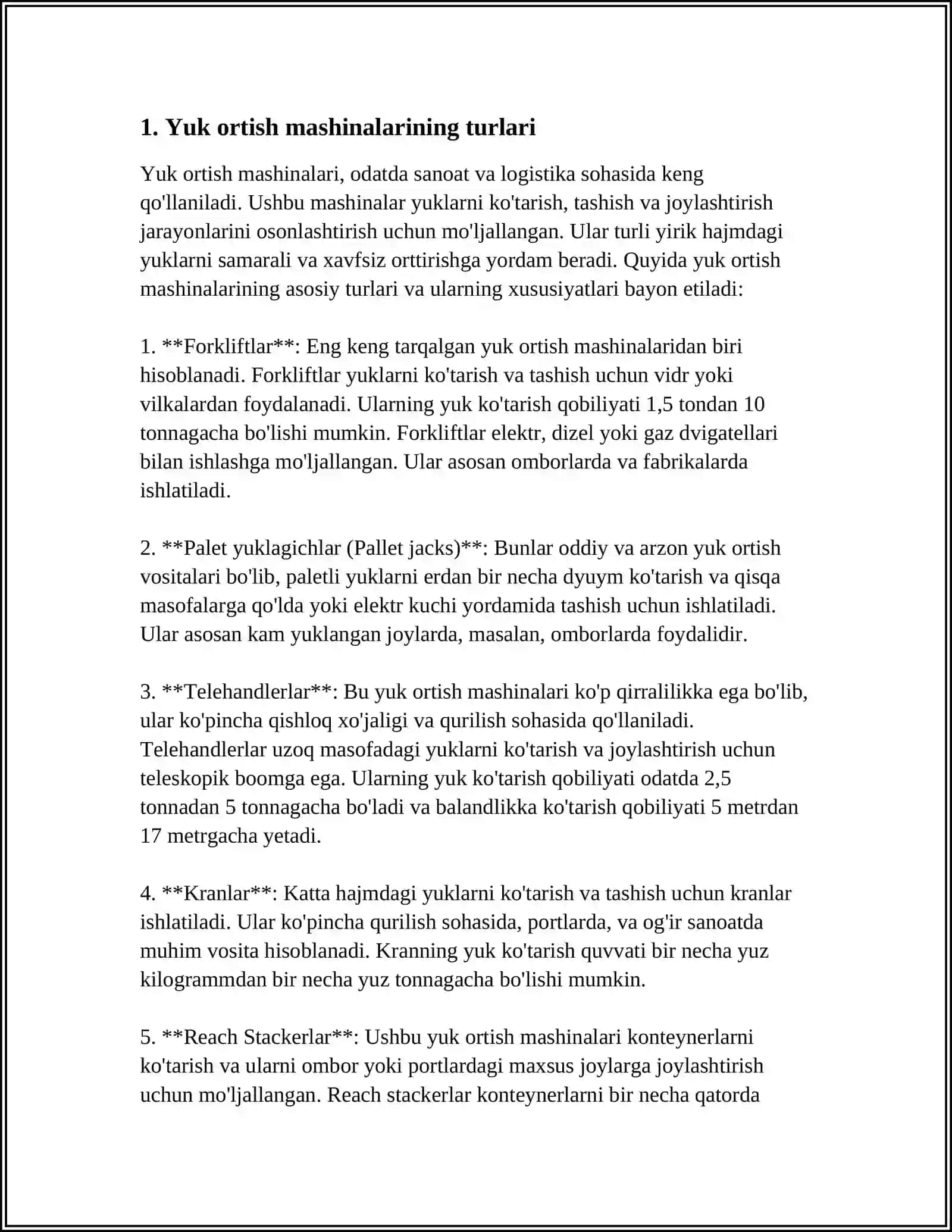 YUK ORTISH MASHINALARI HAQIDA UMUMIY MA'LUMOT 3