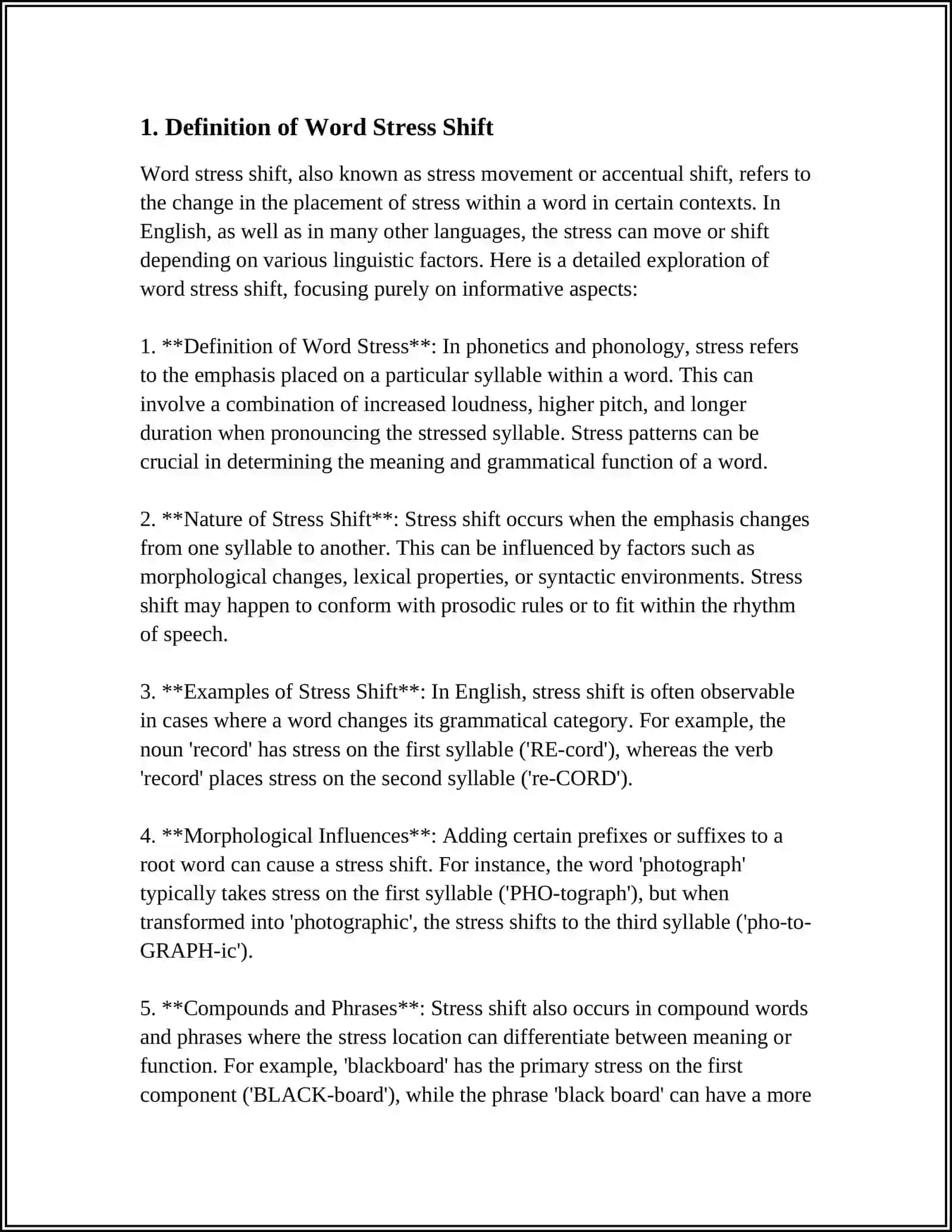 SIMPLE WORD STRESS SHIFT 3