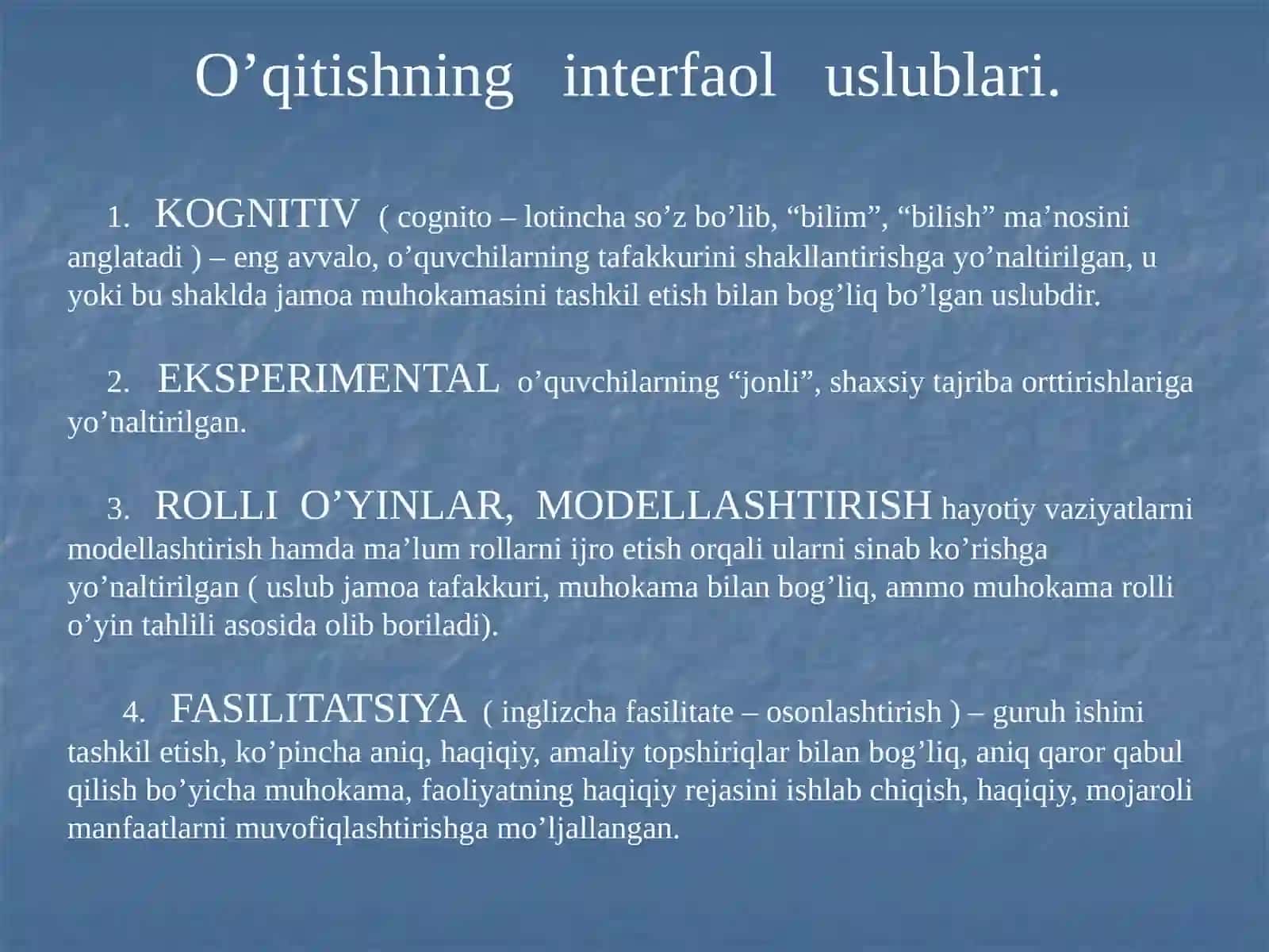 Pedagogik jarayonining interfaol uslublari 3